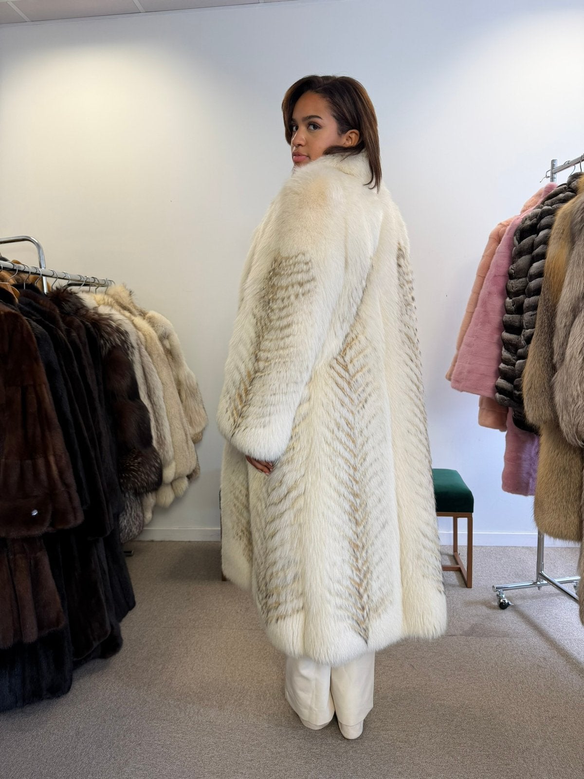 Luxe vossenbontjas witte Medium maat in perfecte staat, Ophalen of Verzenden, Zo goed als nieuw