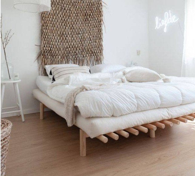 Bedframe + futon - Karup Design Pace 160 x 200, Maison & Meubles, Beige, Comme neuf, Enlèvement, 200 cm