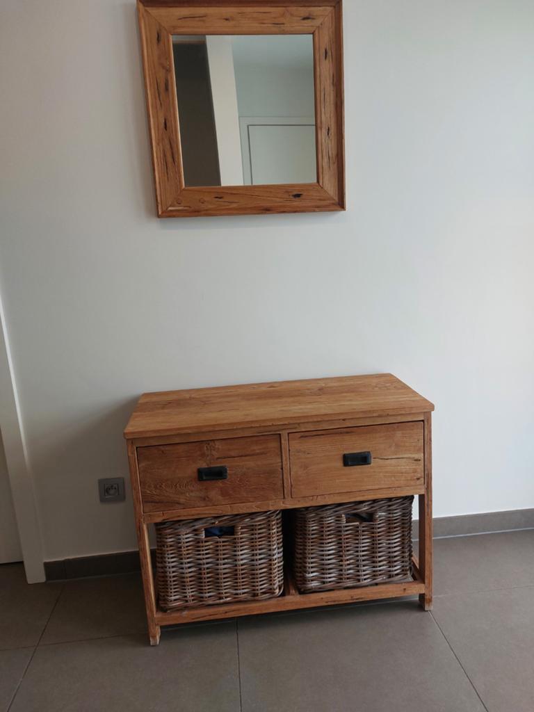 2 rustieke houten kastjes + spiegel in landelijke stijl, Enlèvement