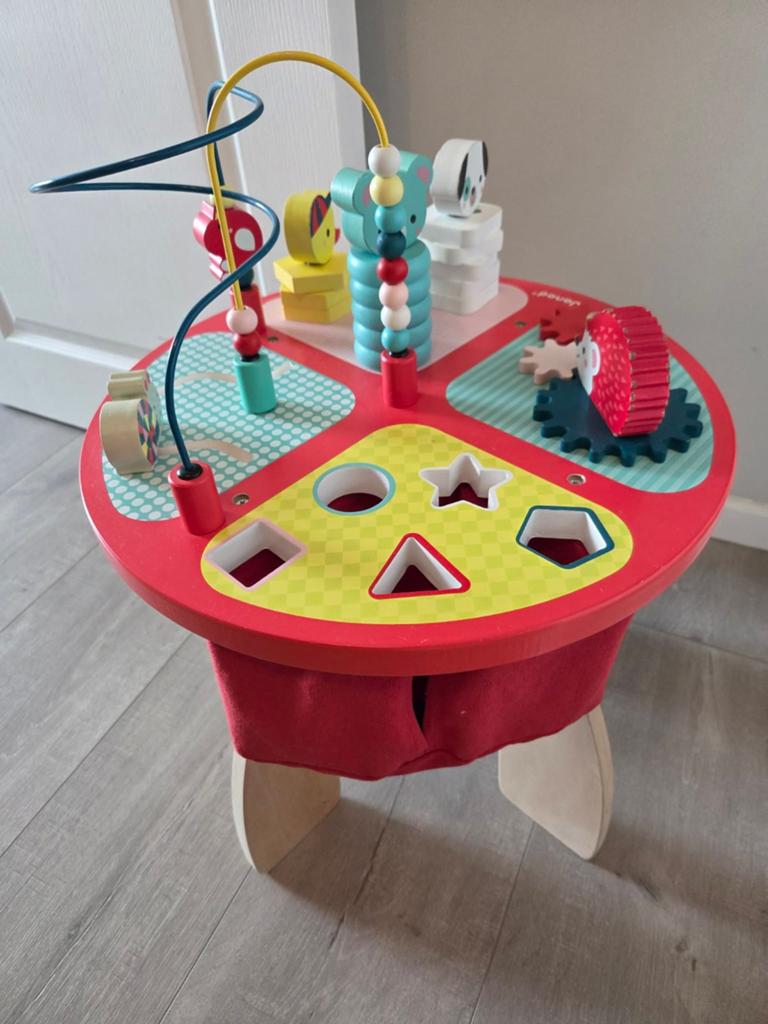 Janod table d' activités Baby Forest (1 à 3 ans). En bois, Enlèvement, Comme neuf