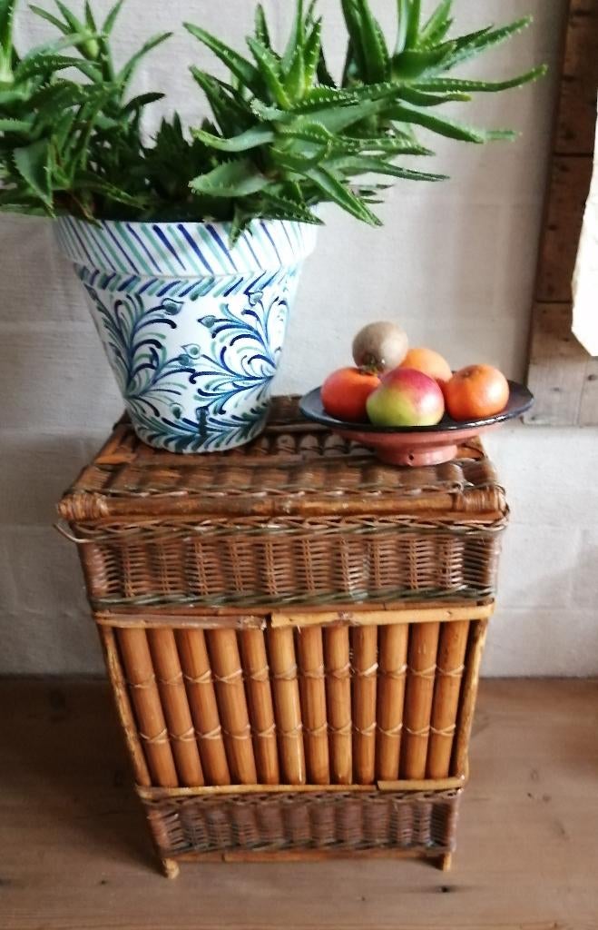 vintage rotan mand, rieten mand, Antiek en Kunst, Ophalen