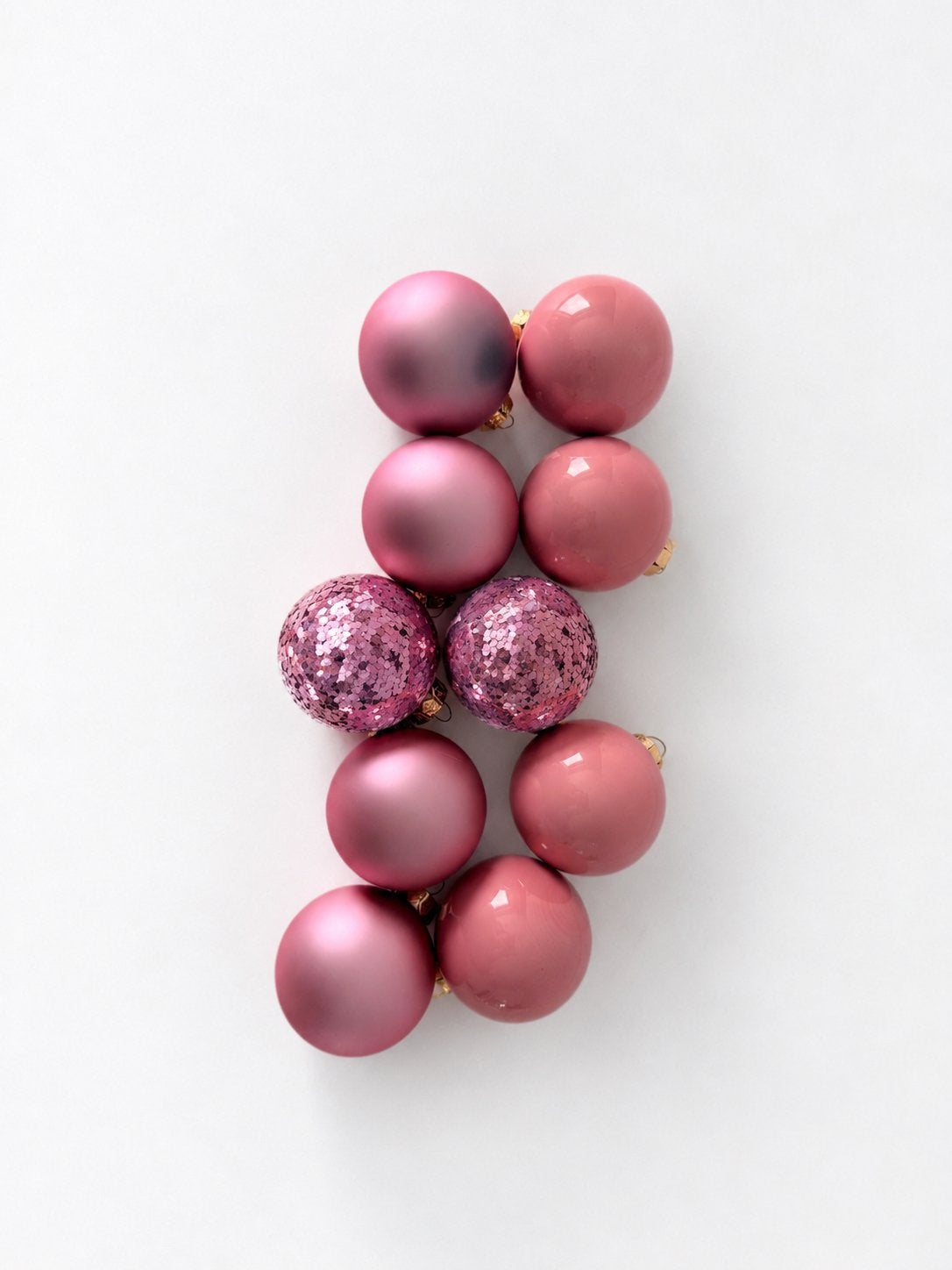 Maisons du Monde set van 10 oud roze glitter kerstballen, Ophalen, Zo goed als nieuw