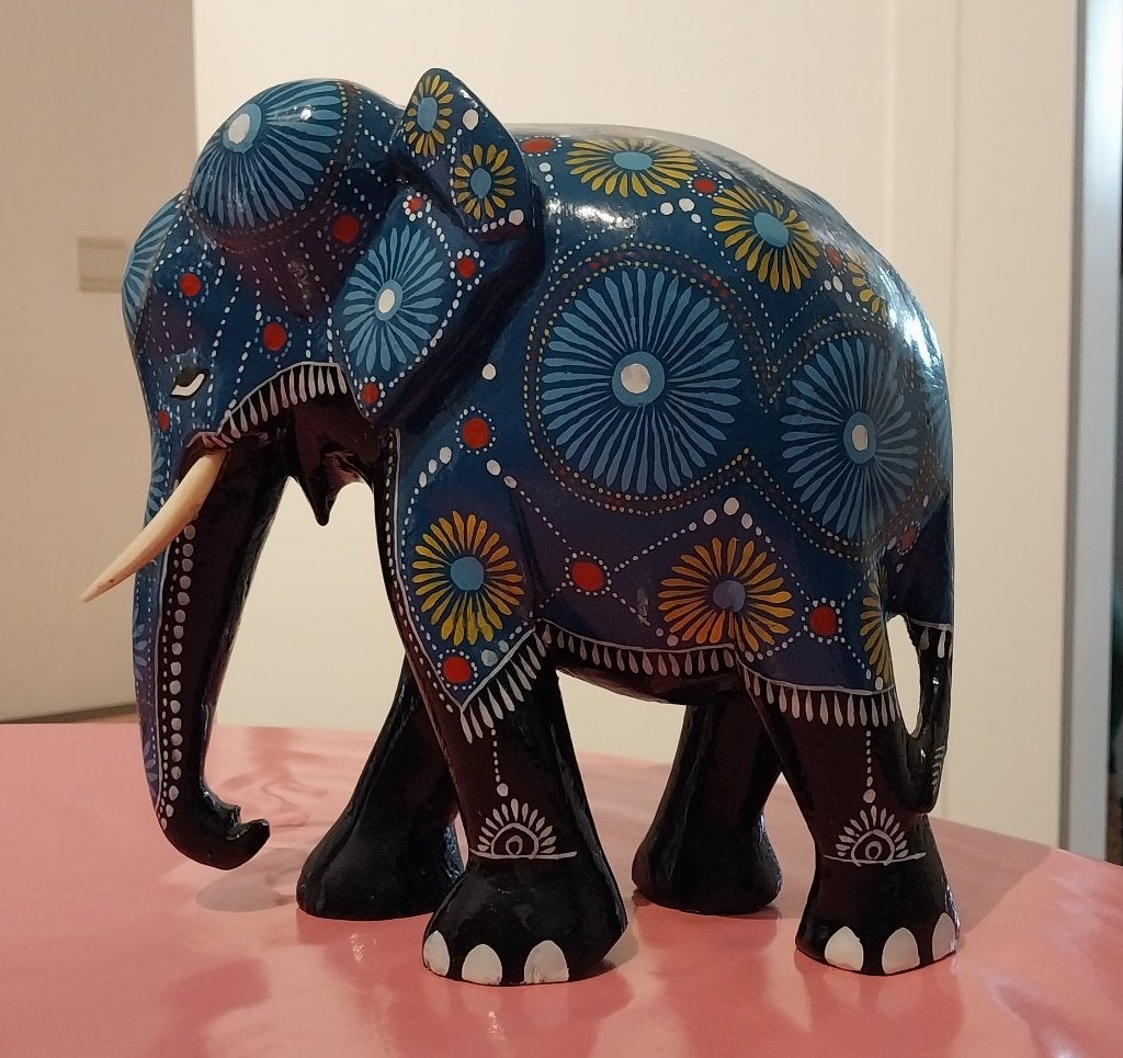 Beeld olifant handgeschilderd,Elephant Parade,Boeddha,buddha, Bois, Enlèvement ou Envoi, Asie, Autres sujets