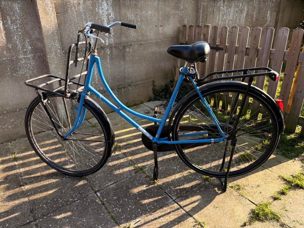 Blauwe damesfiets met bagagedrager, Ophalen, Gebruikt, Handrem