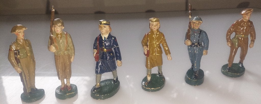 Vintage NB Belgique 6 figurines composition années 30-40, Enlèvement ou Envoi