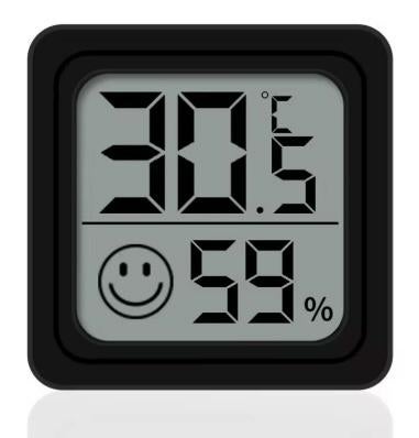 Thermometer Hygrometer met Comfortindicator - Zwart 44x44x11, Ophalen of Verzenden, Nieuw