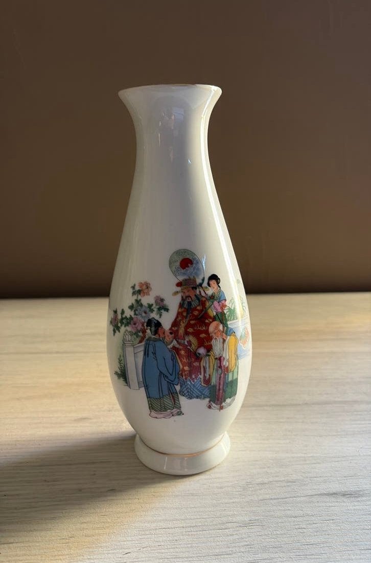 Beau vase vintage en porcelaine chinoise - Fu Lu Shou -22 cm, Enlèvement ou Envoi