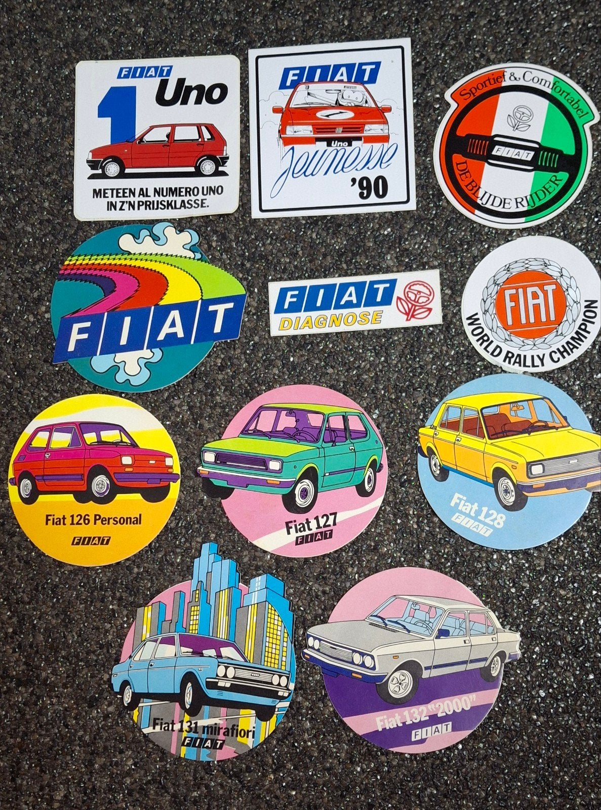 Groot lot vintage stickers auto merk Fiat accessoires logo, Ophalen of Verzenden, Zo goed als nieuw, Auto of Motor