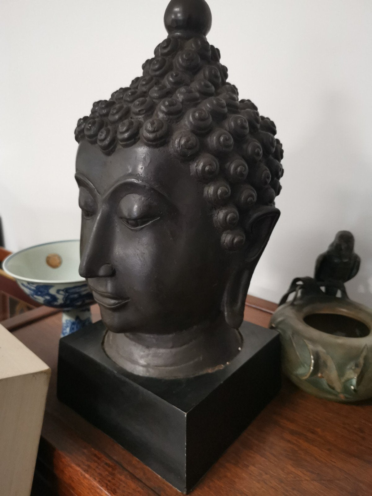 Grande tête de bouddha en bronze, Maison & Meubles, Enlèvement