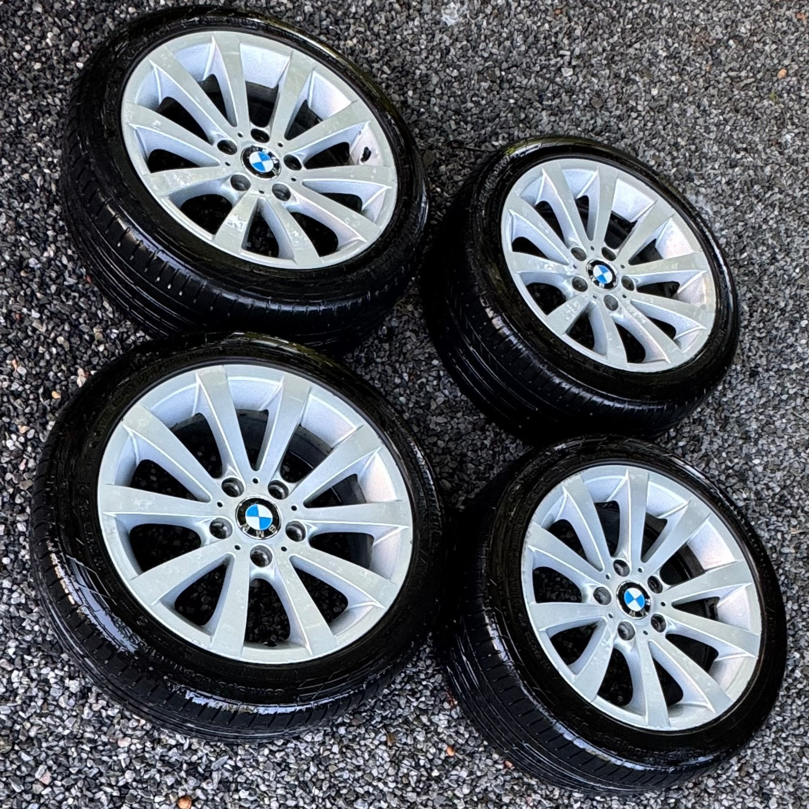 4 alu velgen BMW 17” stijl 285 - 225/45/17 - Conti SC 5, Auto-onderdelen, Banden en Velgen, Ophalen, Gebruikt, Banden en Velgen