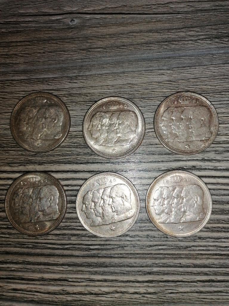 6 Pièces argent 100 fr belge, Timbres & Monnaies, Monnaies | Belgique, Monnaie en vrac, Argent, Enlèvement, Argent