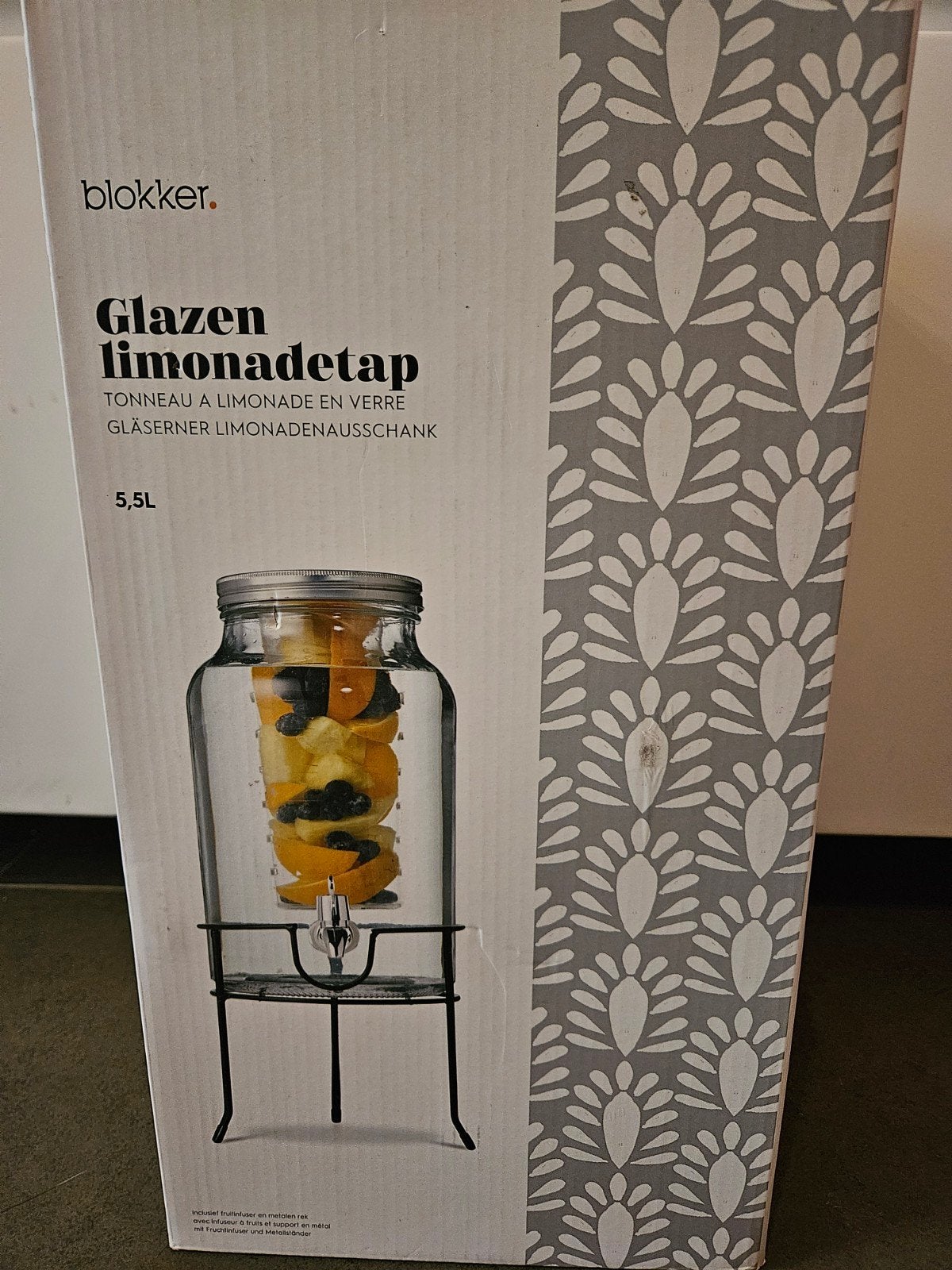 Glazen limonadetap 5,5 liter, Overige typen, Ophalen, Nieuw, Glas
