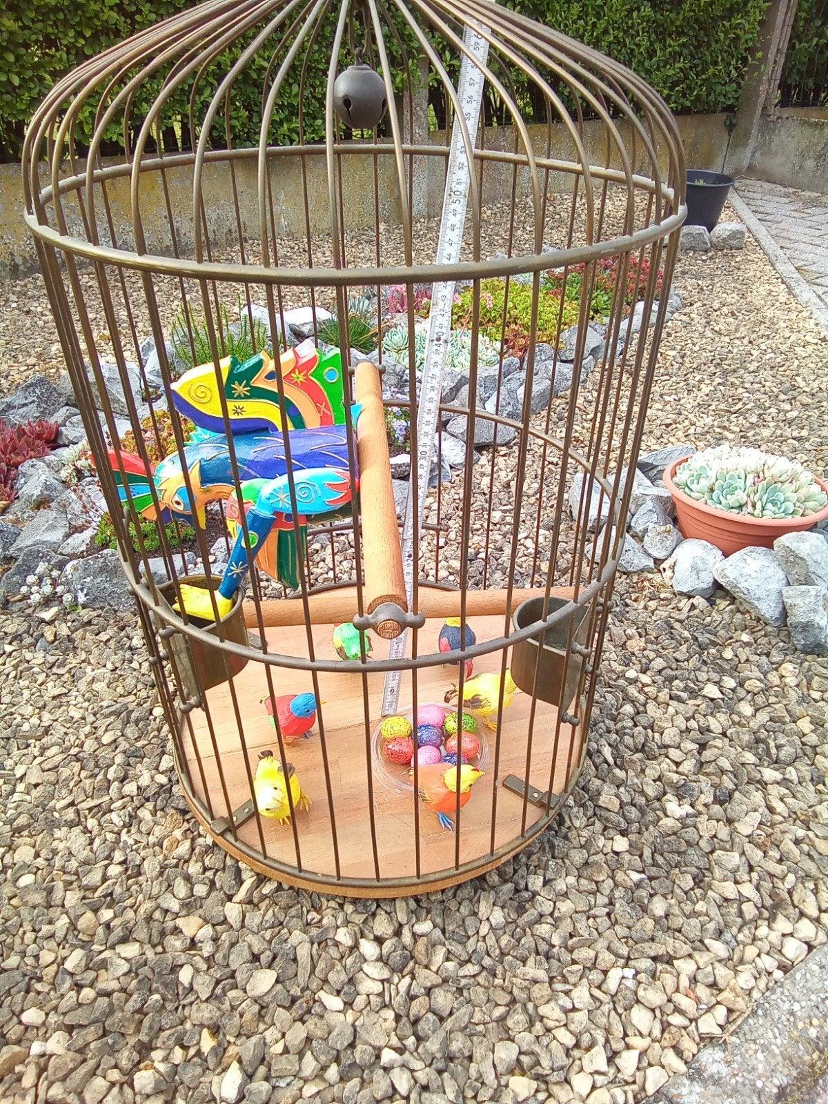 Vogelkooi  65 cm hoog  45 breedt met kunststof vogels, Dieren en Toebehoren, Ophalen, Vogelkooi