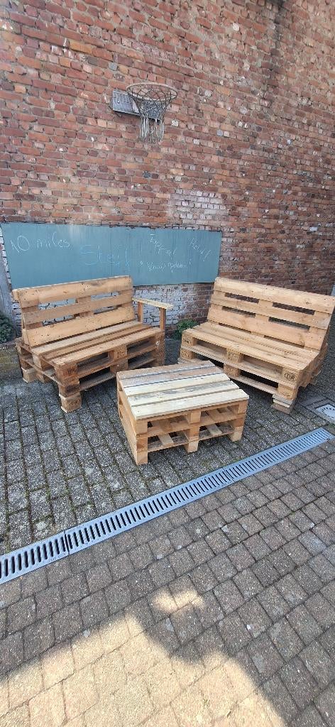 Luxe uitstraling, eerlijk vakmanschap: Jouw nieuwe palletset, Loungeset, Hout, Ophalen, 2 zitplaatsen