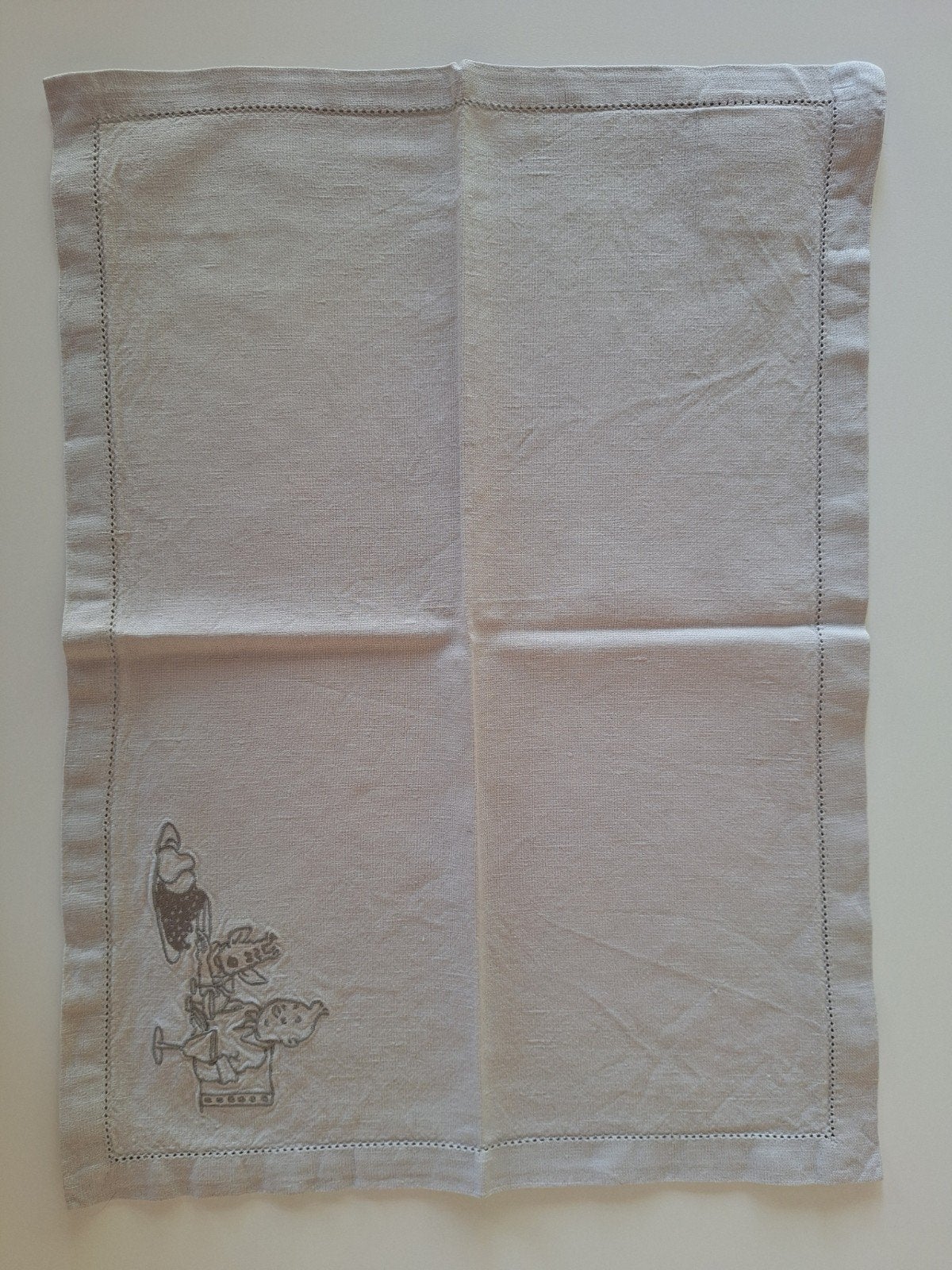 12 serviettes en lin gris clair - Tintin - 45 x 33 cm., Gris, Comme neuf, Lin, Enlèvement
