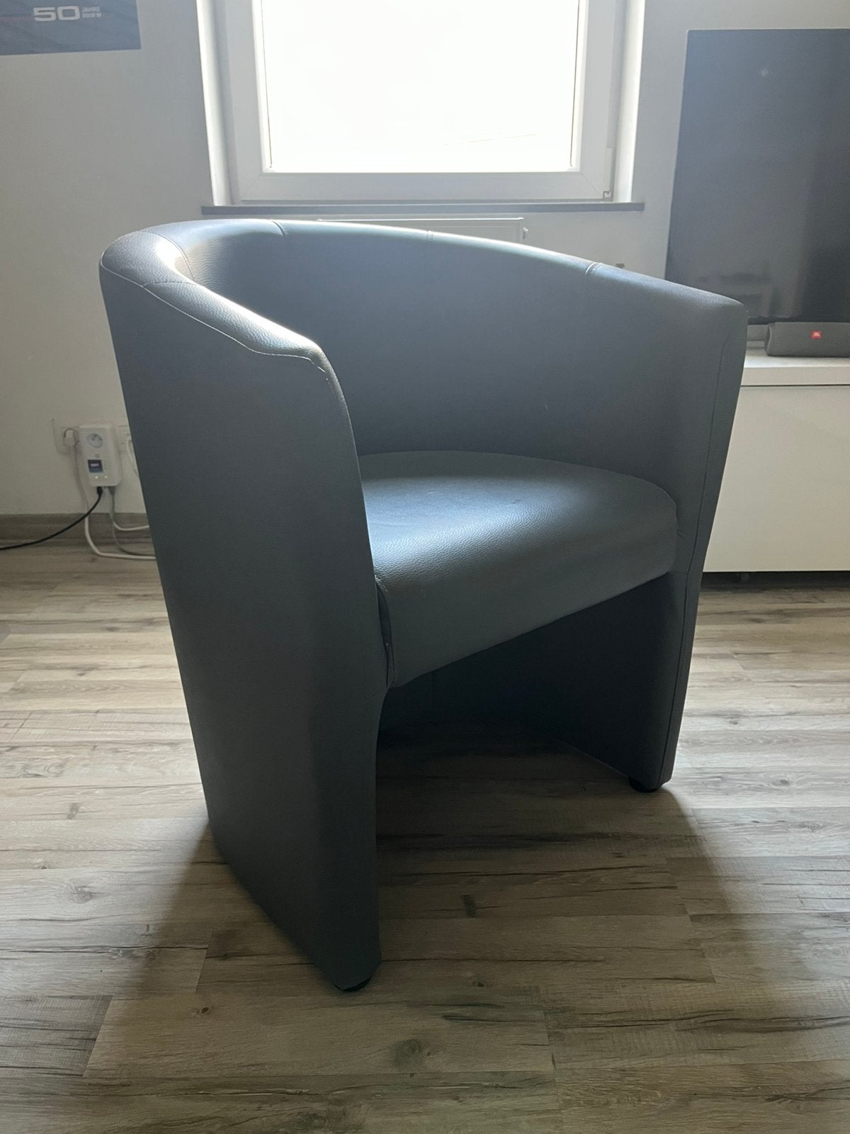 Fauteuil / simili-cuir / 1 place / gris, Enlèvement, Utilisé, Cuir