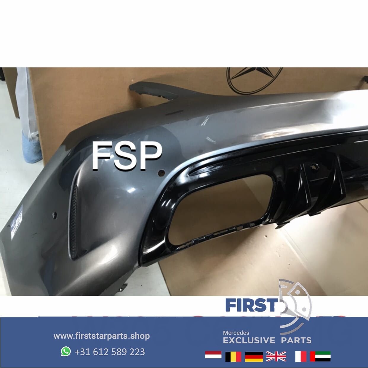 W205 C63 AMG FACELIFT ACHTERBUMPER + DIFFUSER ZWART ORIGINEE, Arrière, -, -, -