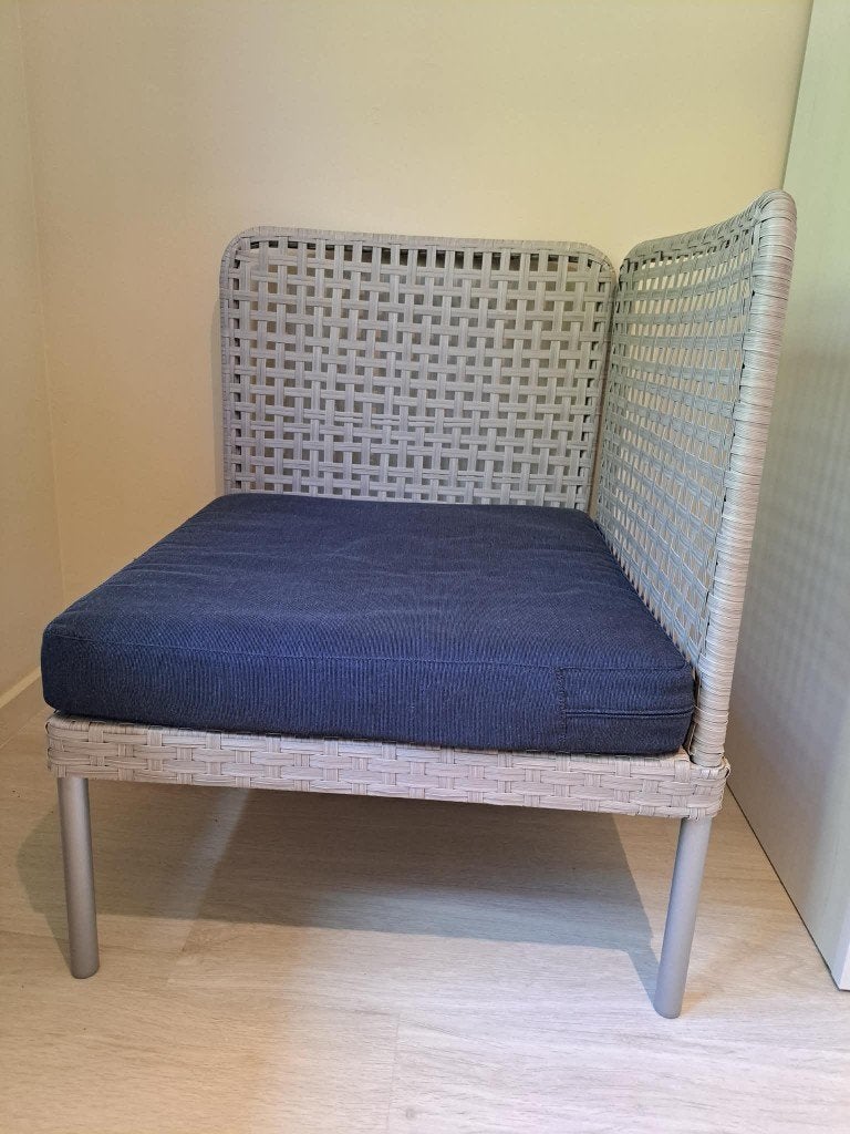 Fauteuil/chaise longue IKEA ENHOLMEN - coussin bleu foncé, Maison & Meubles, Moins de 75 cm, Osier ou Rotin, Modern Scandinavisch
