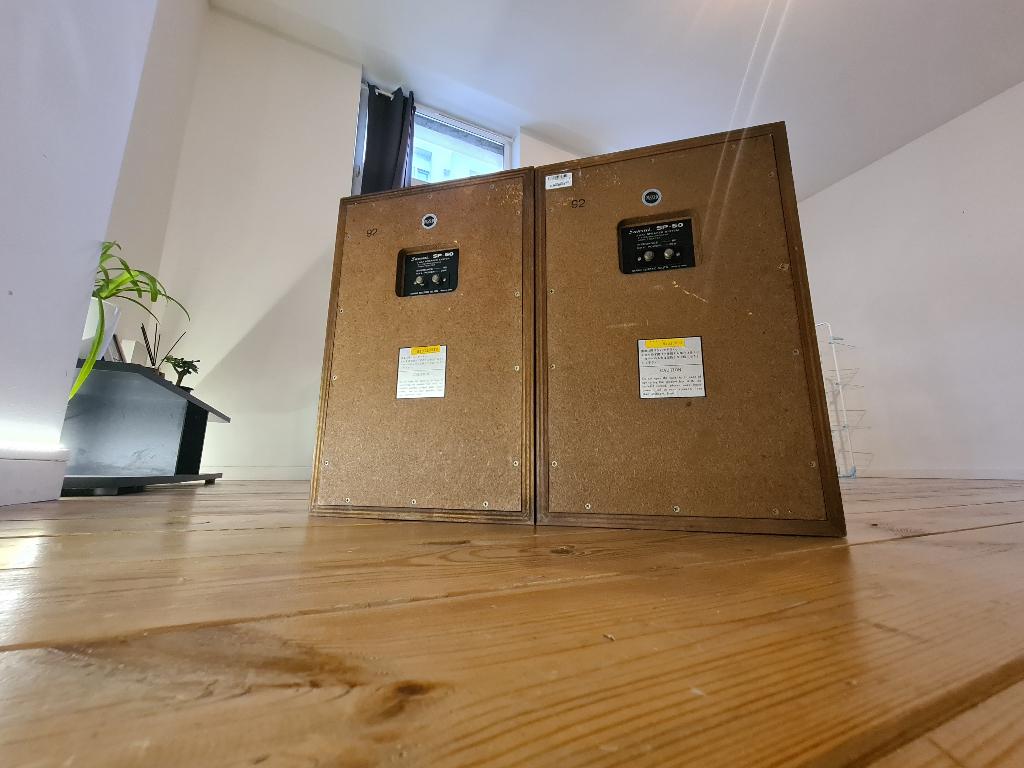 Vintage Sansui SP-50 Luidsprekers (1969) – Prachtige Staat!, Audio, Tv en Foto, Luidsprekerboxen, Zo goed als nieuw, Front, Rear of Stereo speakers