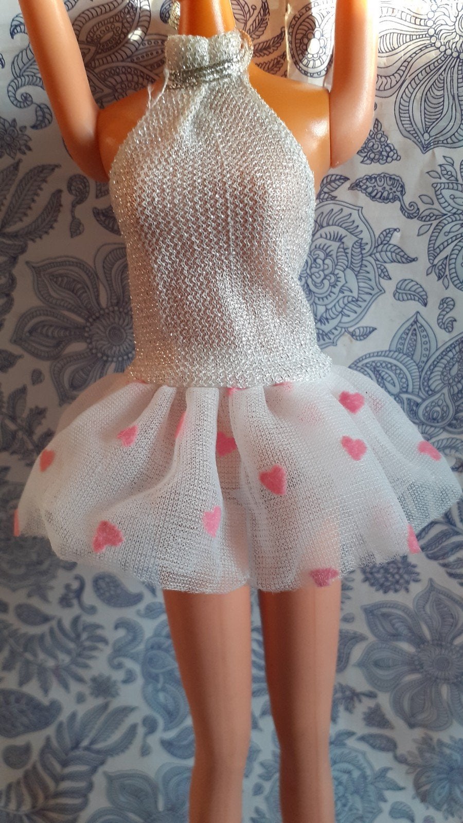 robe courte Barbie voile cœur et paillette argentée, Enlèvement ou Envoi, Utilisé, Vêtements