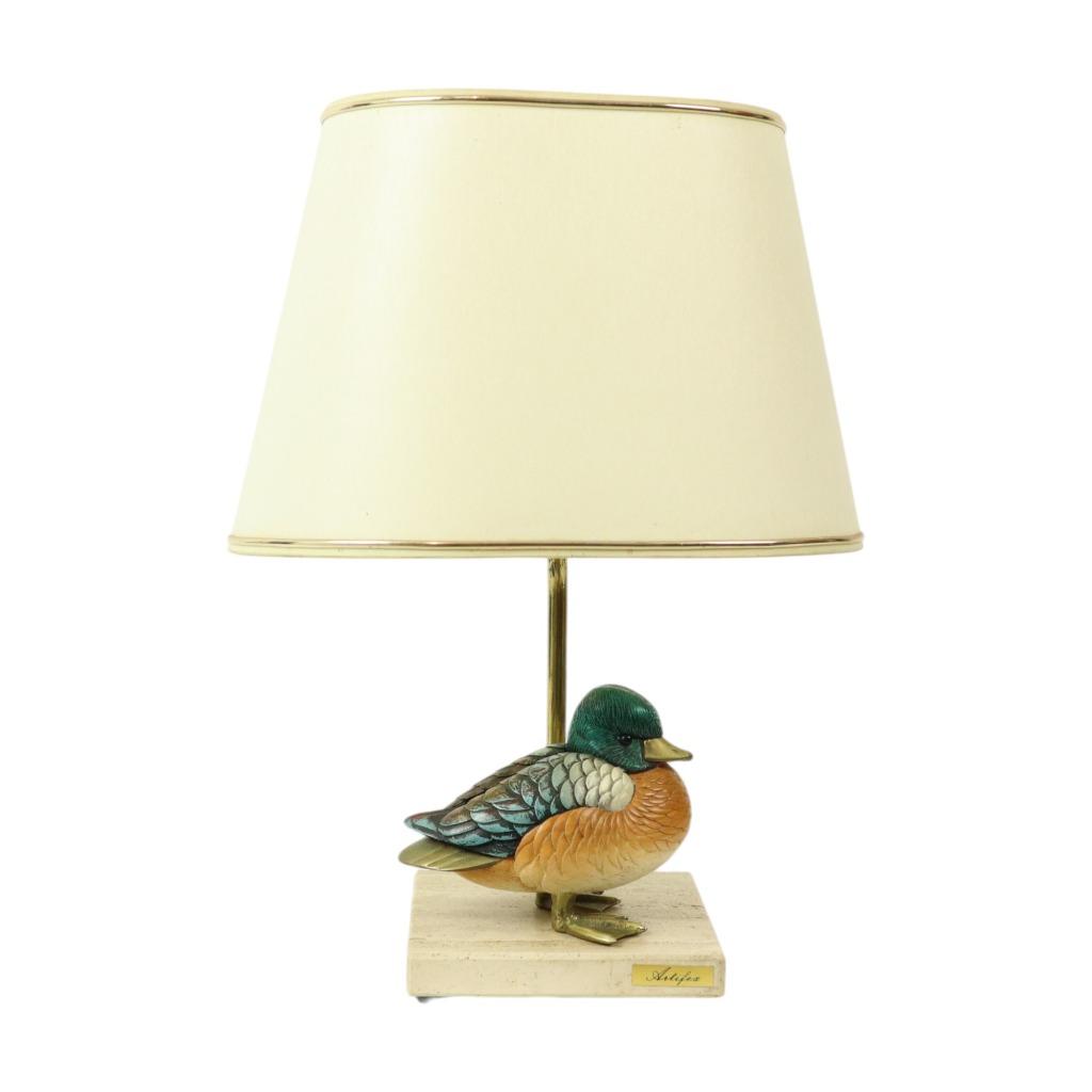 Artiflex Eend Lamp Design Messing Hars Travertin Malevolti, Gebruikt, Artiflex, Ophalen of Verzenden, Overige materialen