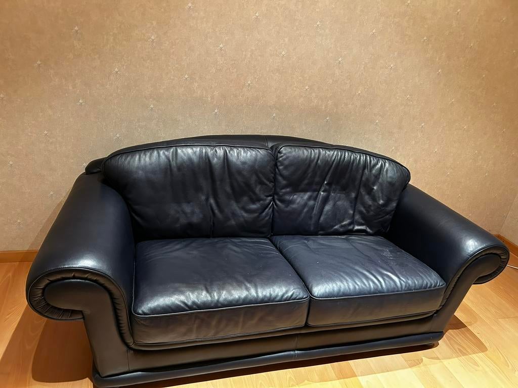 Siège en cuir bleu, Maison & Meubles, Canapés | Salons, 75 à 100 cm, 200 à 250 cm, Banc droit, Enlèvement
