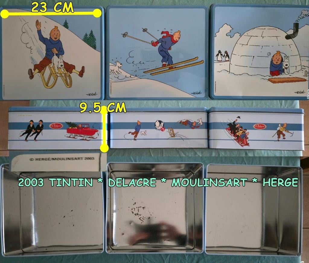 2003 TINTIN - DELACRE - MOULINSART  - HERGE **  LOT 3 BOITES, Collections, Envoi, Tintin
