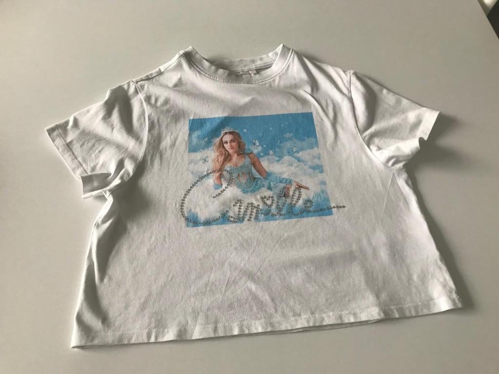 T-shirt blanc Camille, taille 140, Enlèvement ou Envoi, Chemise ou À manches longues, Fille, Comme neuf