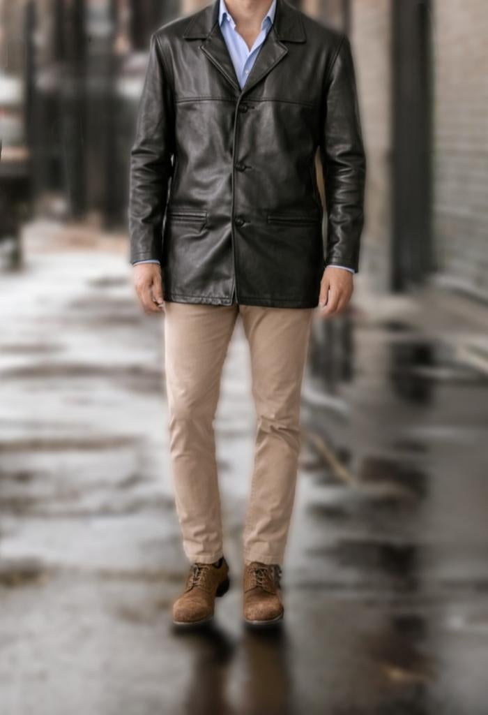 Zwarte lederen vest, Kleding | Heren, Verzenden, Maat 48/50 (M)