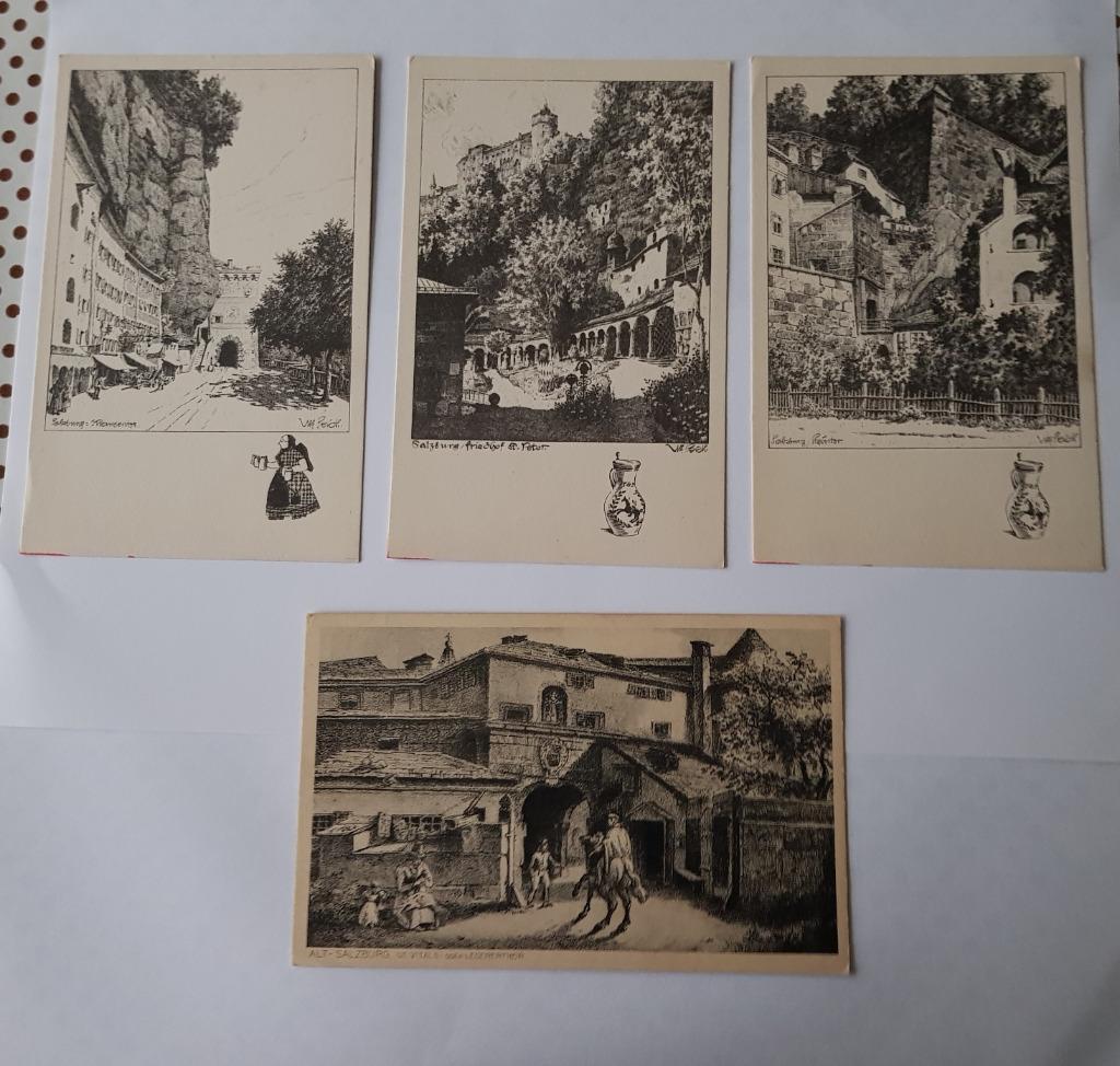 lot de 4 anciennes cartes postales Autriche (Salzbourg), Enlèvement ou Envoi, 1960 à 1980, Non affranchie, Bâtiment