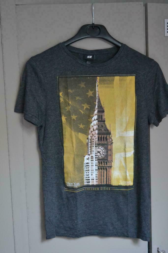 T-shirt H&M small gris motif New York / London, Vêtements | Hommes, T-shirts, Gris, Enlèvement ou Envoi, Porté, H&M
