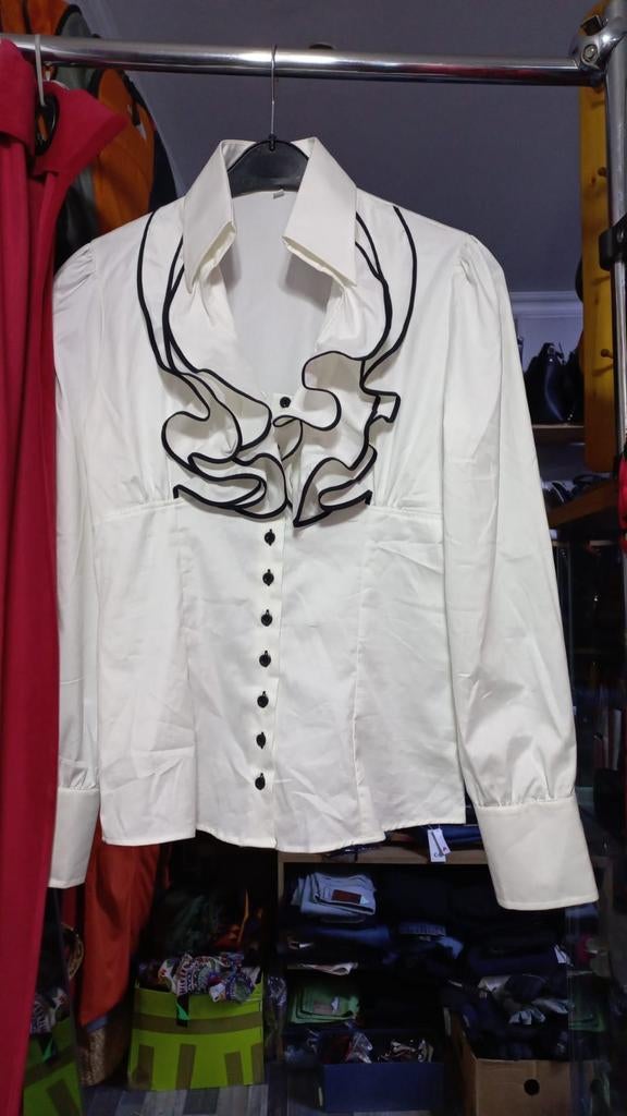 Chemise noir et blanc, Ophalen of Verzenden, Wit