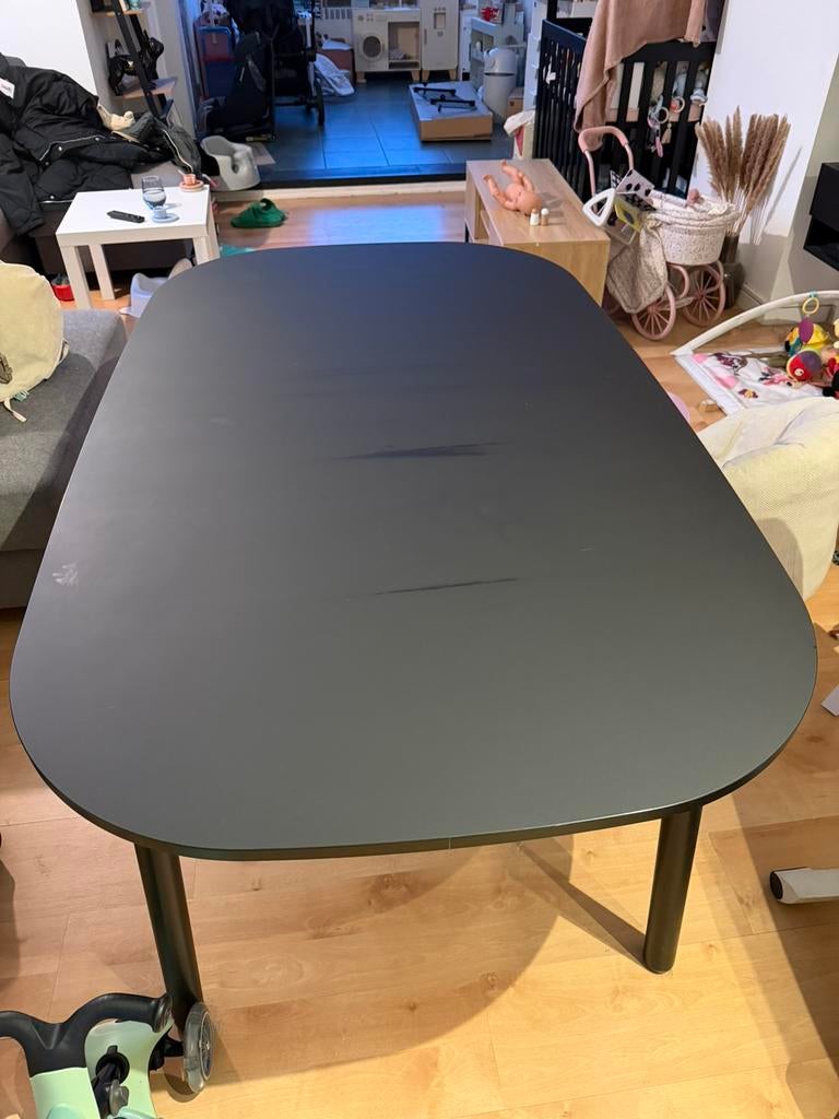 Ovale eettafel, Ophalen, 50 tot 100 cm, Zwart, 150 tot 200 cm