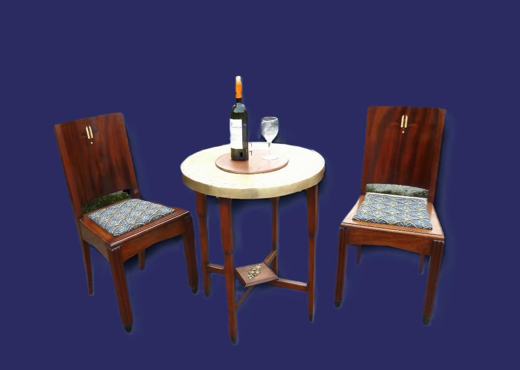 Twee Art Deco stoelen met een tafel, De Coene gebroeders, Gebruikt, Twee, Overige kleuren, Art deco