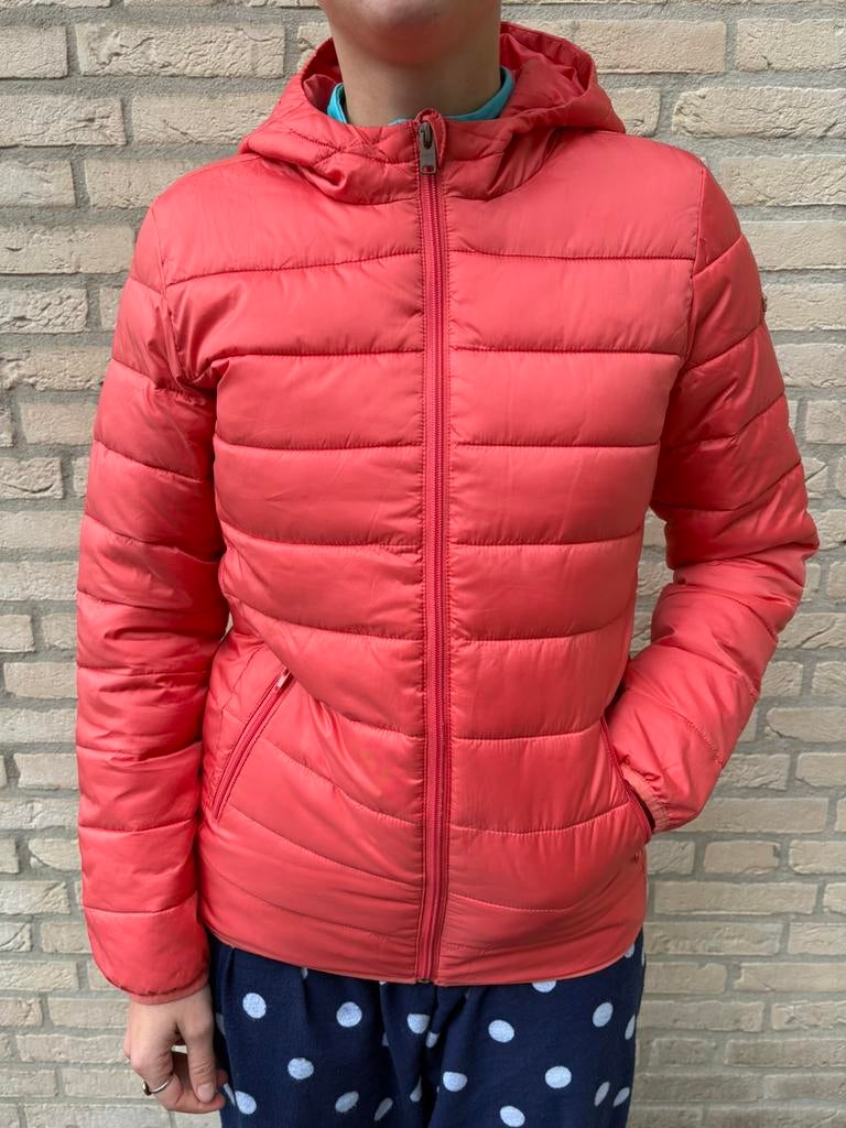 Prachtige koraalkleurige dunne jas met kap van Roxy, Kleding | Dames, Ophalen of Verzenden, Zo goed als nieuw, Jack, Maat 36 (S)