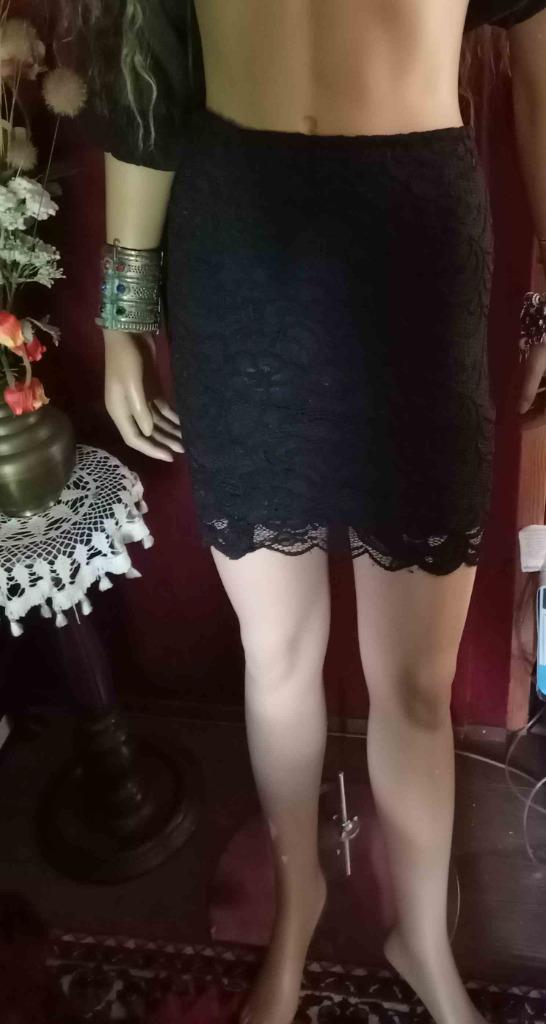 Kort zomerrokje zwart stretch  kant 36/38, Kleding | Dames, H&M, Verzenden, Zwart, Zo goed als nieuw