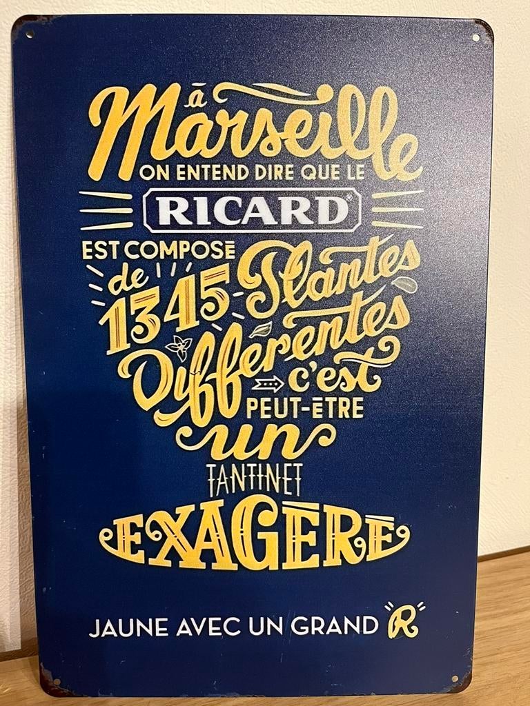 Plaque métallique Ricard, Maison & Meubles, Enlèvement ou Envoi, Comme neuf
