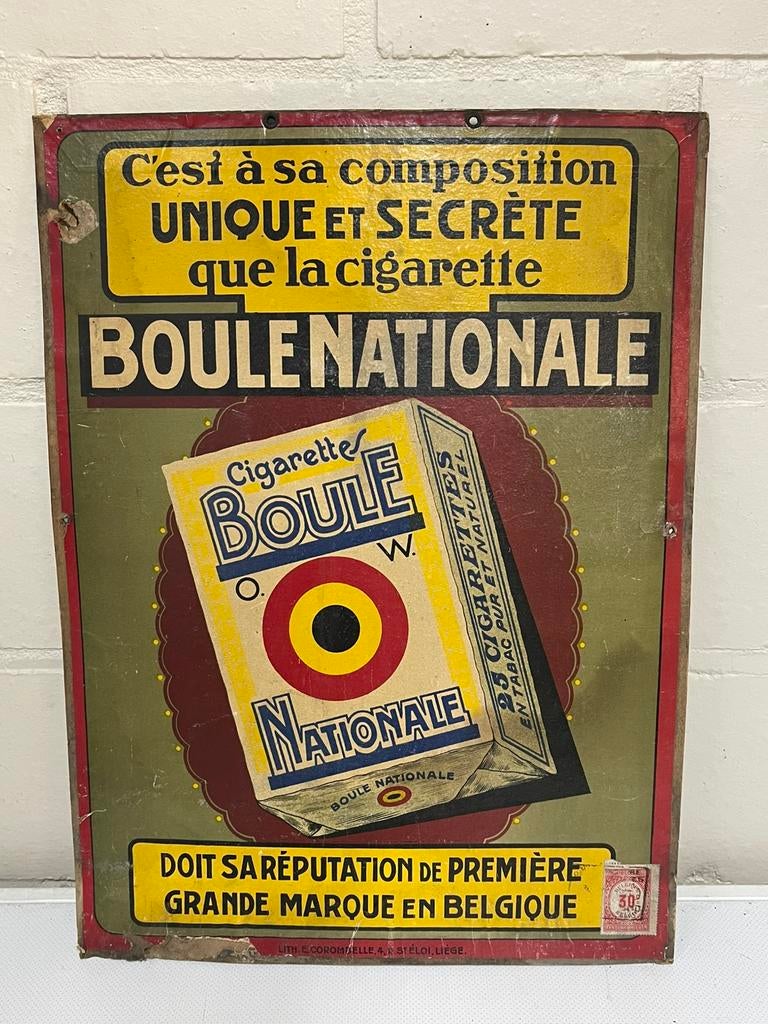 Boule nationale karton bord met zegel jaren 30, Verzamelen, Ophalen of Verzenden