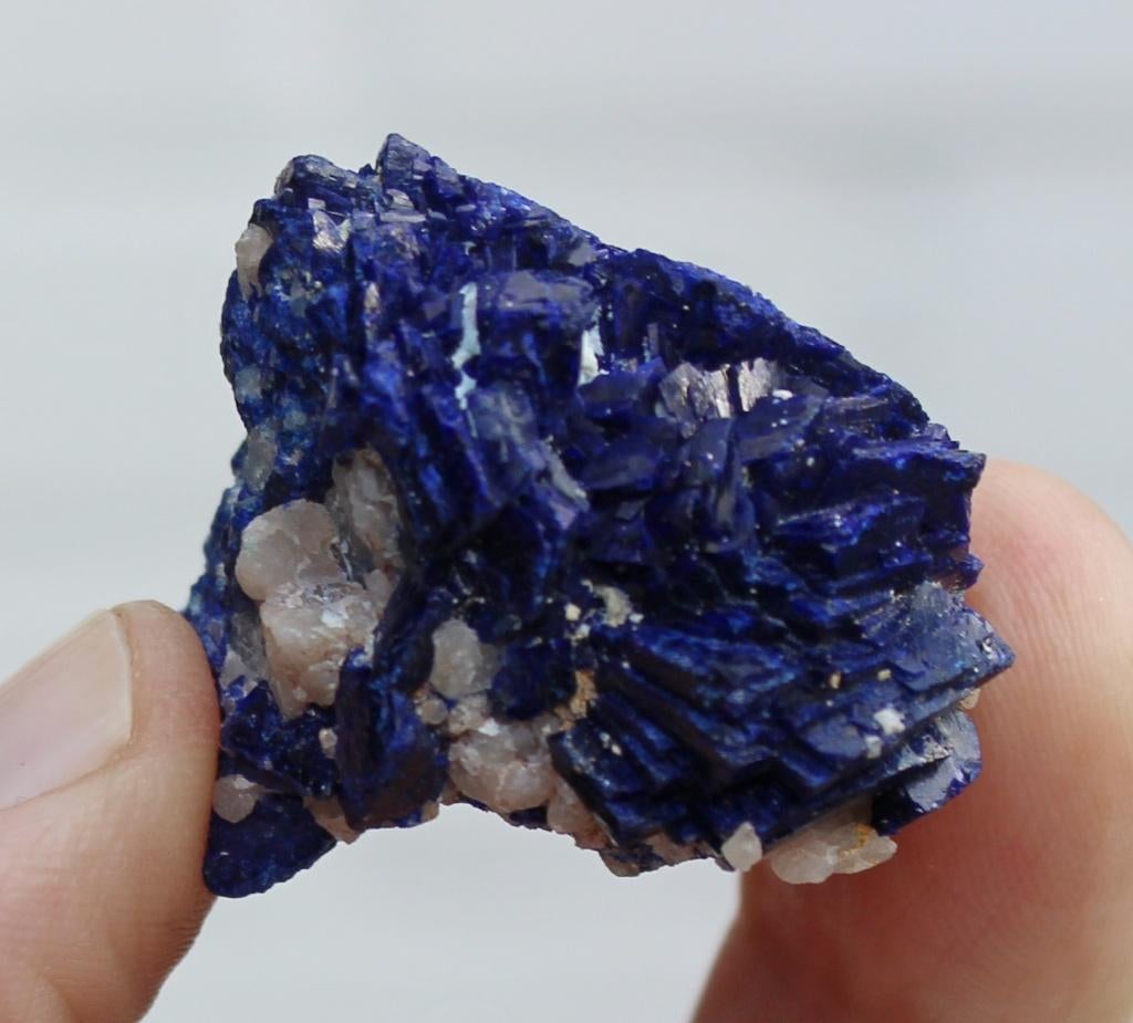 AZURIET met calciet uit LIKASI in DR CONGO, Ophalen of Verzenden, Mineraal