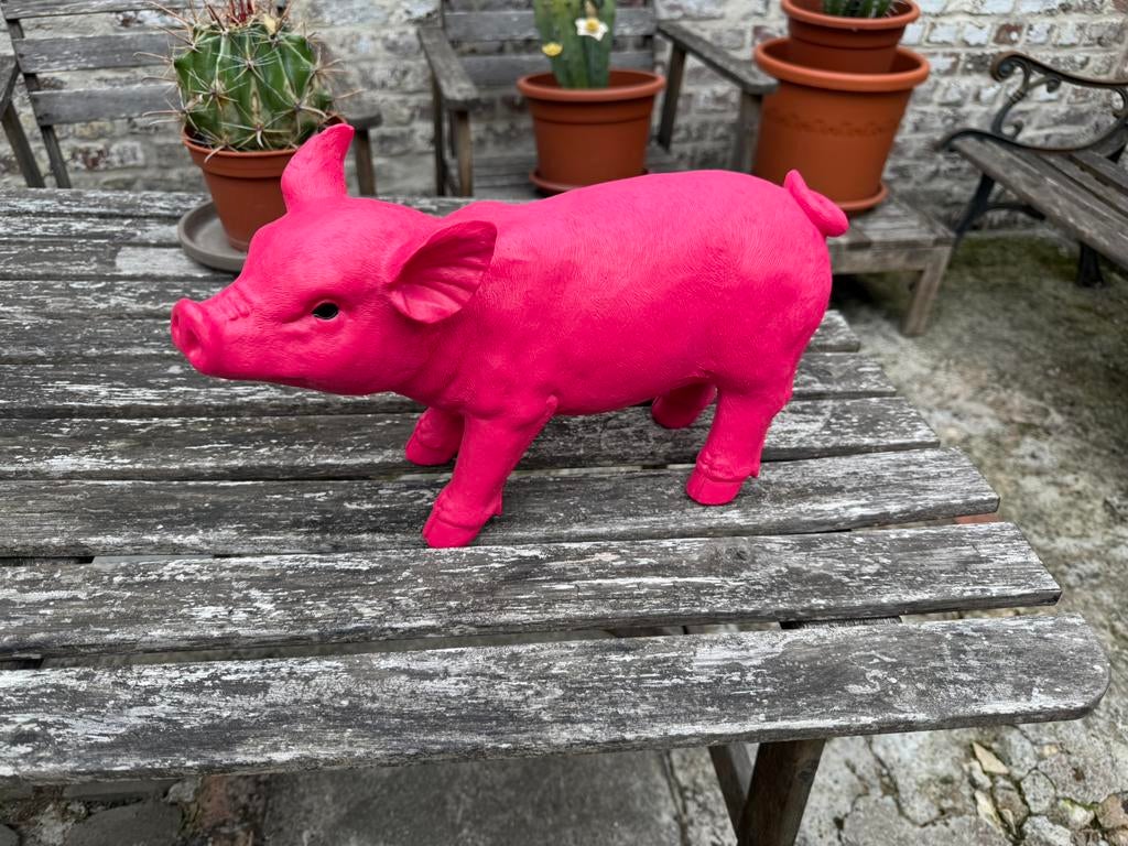 Porcelet en résine couleur fushia, Ophalen, Zo goed als nieuw