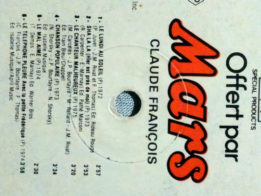 Vinyle Claude François - Michel Fugain, Enlèvement, Utilisé