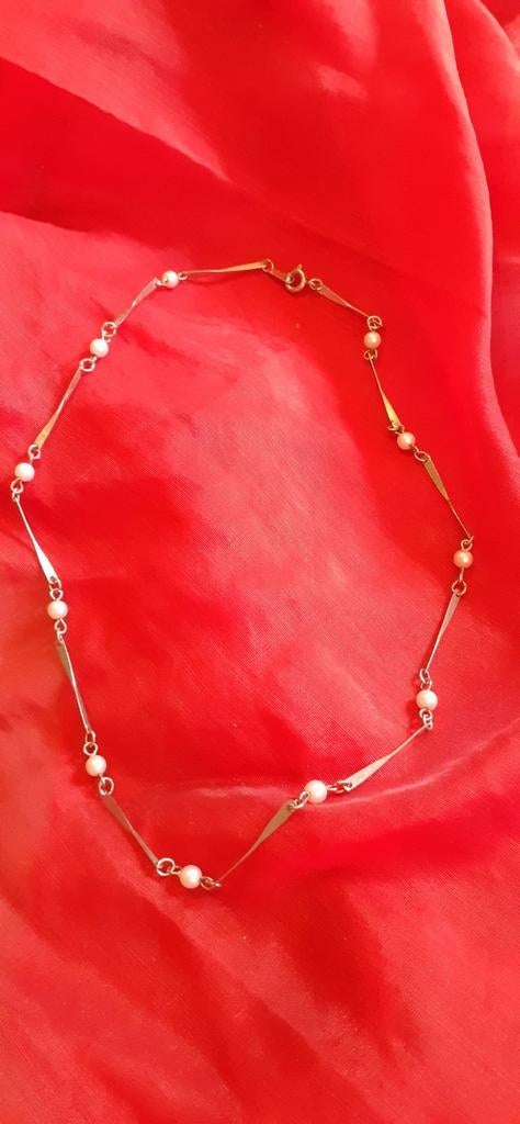 Collier ras de cou imitation perle et barette, Ophalen of Verzenden, Zilver, Zilver