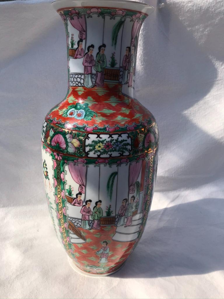 Chinese Vaas - hoogte 46 cm, Gebruikt, Overige kleuren, Aardewerk of Porselein, Ophalen of Verzenden