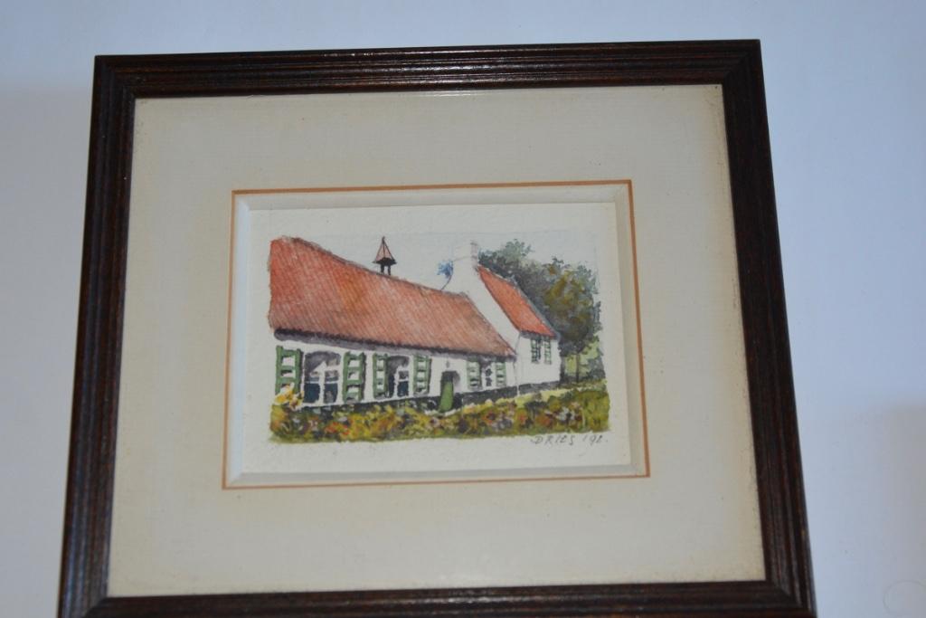 Originele aquarel DRIES  - MOERKERKE, Antiek en Kunst, Kunst | Schilderijen | Klassiek, Ophalen of Verzenden