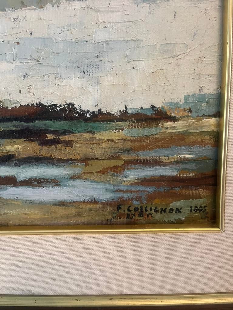 Tableau Belge aquarelle signé de F Collignon, Ophalen of Verzenden