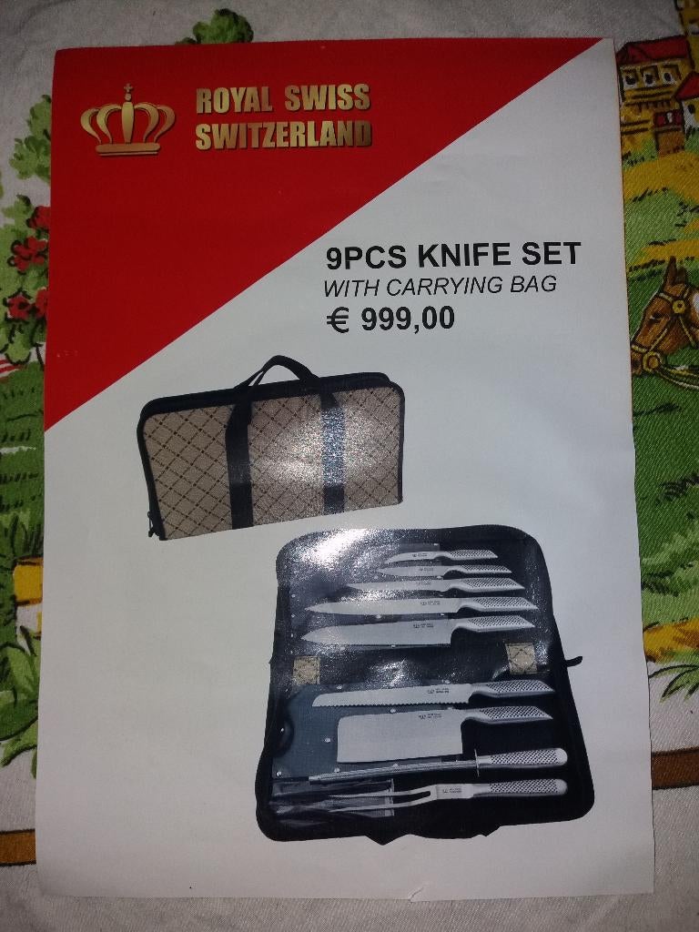 ROYAL SWISS 9PCS KNIFE SET WITH CARRYING BAG, Huis en Inrichting, Keuken | Bestek, Ophalen, Nieuw