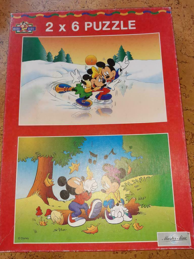 Doos met 2 Disney puzzels (2 keer 6 stukken), Ophalen of Verzenden, Minder dan 10 stukjes, Gebruikt, 2 tot 4 jaar