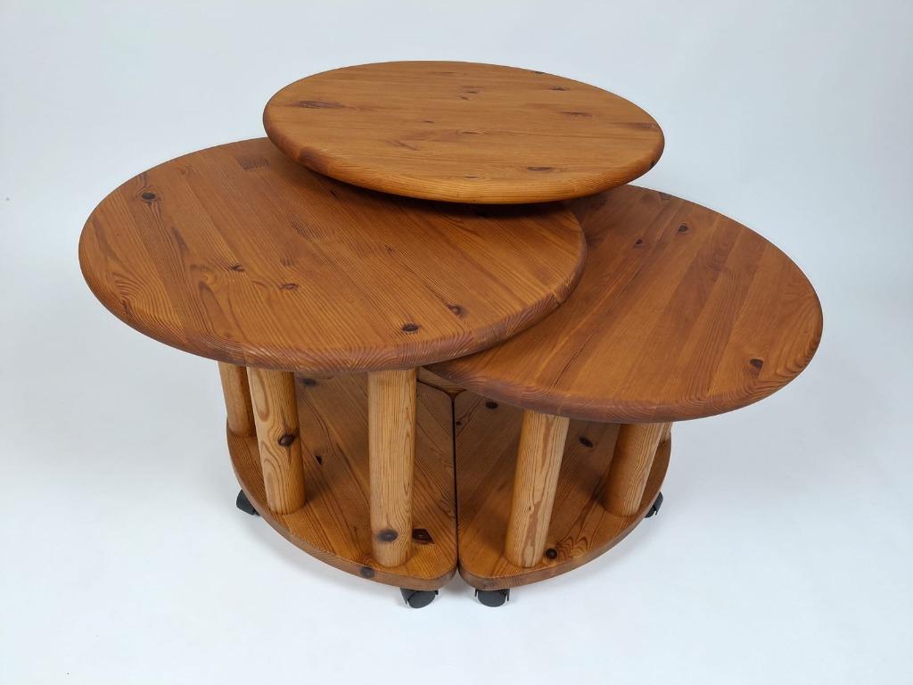Set van 3 Vintage Bijzettafels, stijl van Rainer Daumiller, Ophalen, Gebruikt, 50 tot 100 cm, 50 tot 100 cm