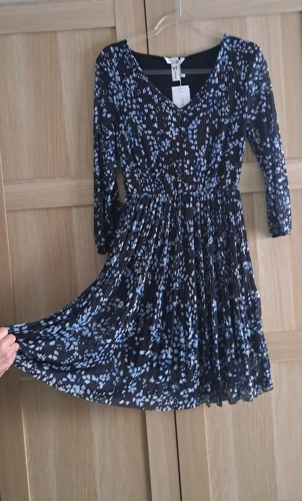 Robe neuve  voilage fluide T. XS  " Zabaione ", Neuf, Zabaione, Taille 34 (XS) ou plus petite, Bleu