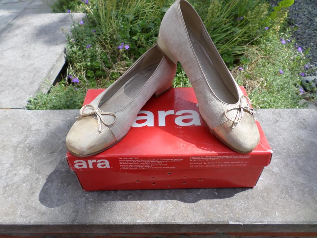 Ballerinaschoenen goudbeige taupe taupe strikjes 37 meisjes, Beige, Ara, Gedragen, Ballerina's